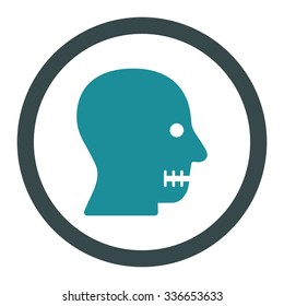 Sewn Mouth vector icon. Style is bicolor flat rounded symbol, soft blue colors, rounded angles, white background.