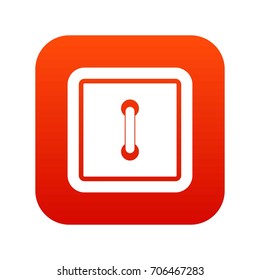 Sewn square button icon digital red for any design isolated on white vector illustration