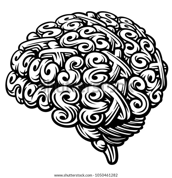 Sex Brain Linocut Vector Illustration Stock Vektor Royaltyfri 1050461282 Shutterstock