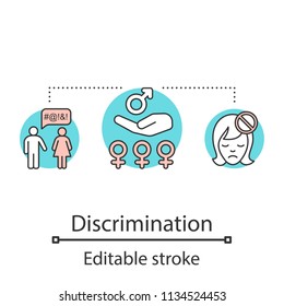 Sex Discrimination Concept Icon. Gender Politics Idea Thin Line Illustration. Sexism. Sexual Violence. Vector Isolated Outline Drawing. Editable Stroke