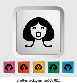 Sex doll. Single flat icon on the button. Vector illustration.