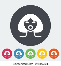 Sex doll. Single flat icon on the button. Vector illustration.