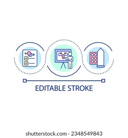 Sex education and contraception loop concept icon. Prevent unplanned pregnancy. Birth control abstract idea thin line illustration. Isolated outline drawing. Editable stroke. Arial font used