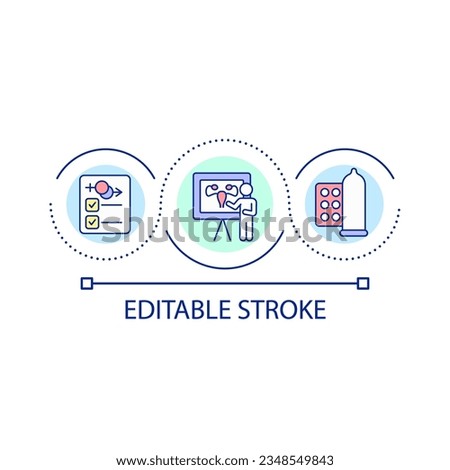 Sex education and contraception loop concept icon. Prevent unplanned pregnancy. Birth control abstract idea thin line illustration. Isolated outline drawing. Editable stroke. Arial font used
