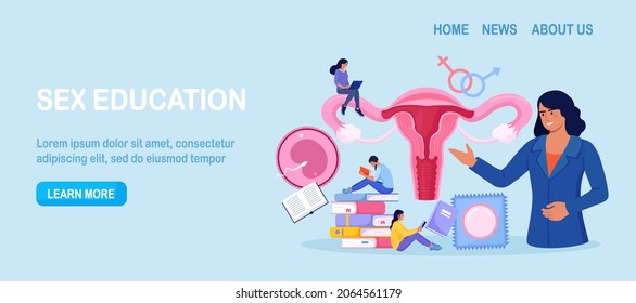 Sex Education Gynecologist Doctor Consultate Girls Stock Vector Royalty Free 2064561179