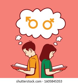 Sex Education For Kids Vector Color Cartoon Illustration 