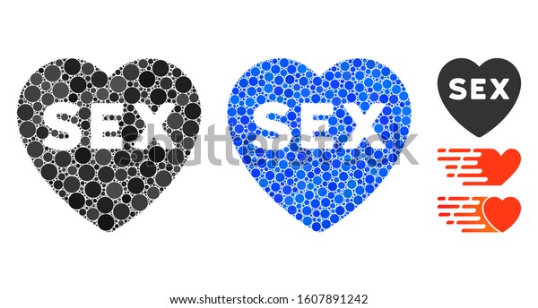Sex Heart Mosaic Circle Elements Different Stock Vector Royalty Free 1607891242 Shutterstock 9676
