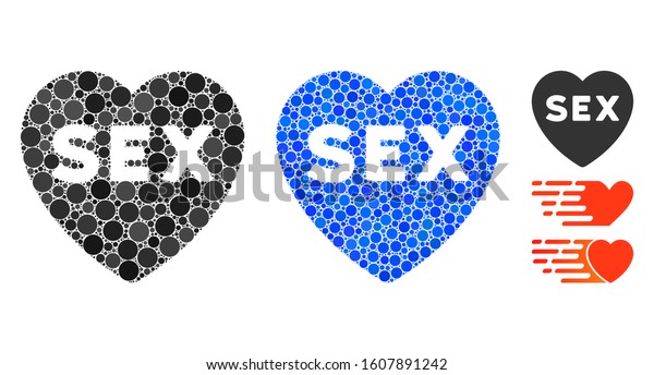 Sex Heart Mosaic Circle Elements Different Stock Vector Royalty Free 1607891242 Shutterstock 