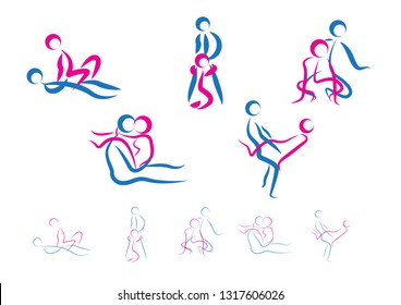 Sex poses vector icon set