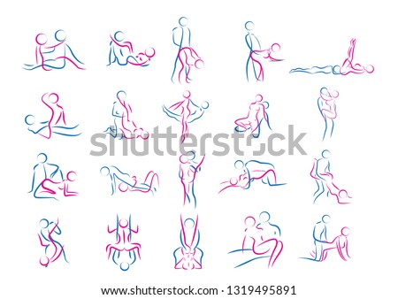 Sex poses vector icon set 2