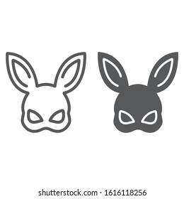 Sex Rabbit Mask Line And Glyph Icon, Sex Toy And Adult, Bdsm Mask Sign, Vector Graphics, A Linear Pattern On A White Background, Eps 10