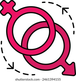 Sexo Terapia de reasignación de sexo Diseño de íconos de Vector, Cosmetología o Cosmetólogo Símbolo, Esteticista o esteticista Signo, Tratamiento de belleza Ilustración de stock, Concepto de transición de género