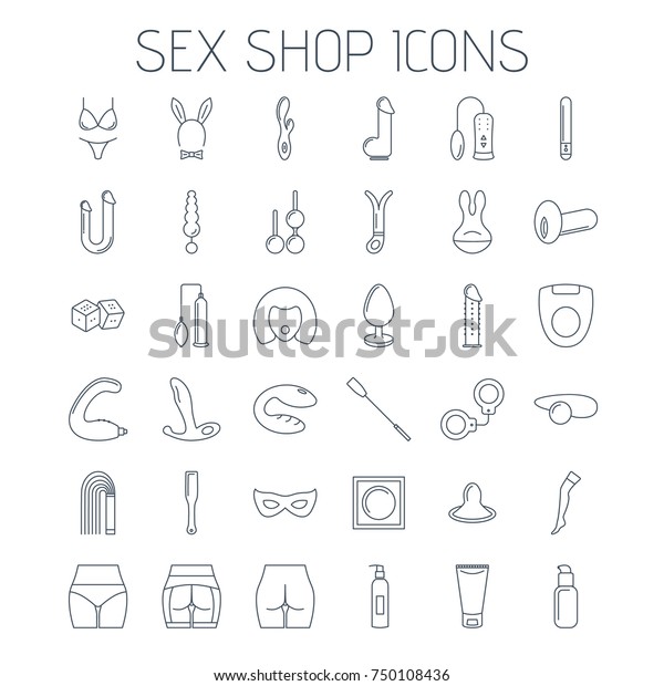 Sex Shop Line Icons Isolated On Stock Vector Royalty Free 750108436 0906