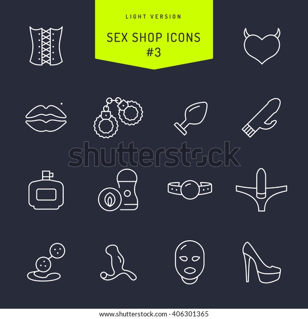 Sex Shop Line Light Icons Set Stock Vector Royalty Free 406301365