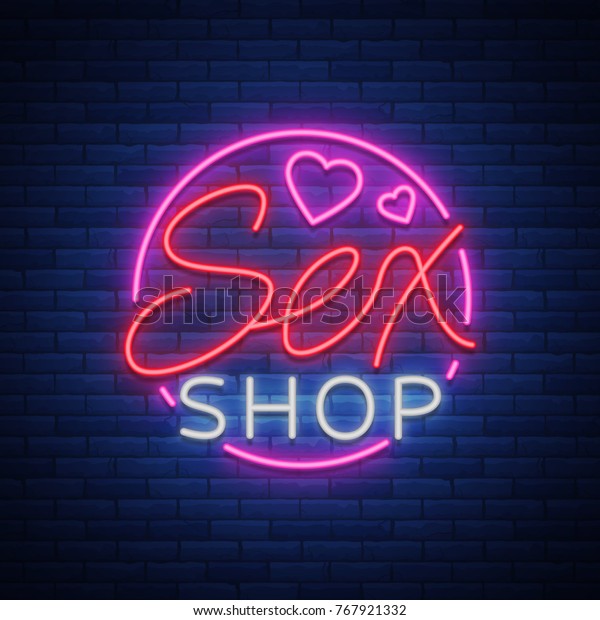 Sex Shop Logo Emblem Neon Style Stock Vector Royalty Free 767921332