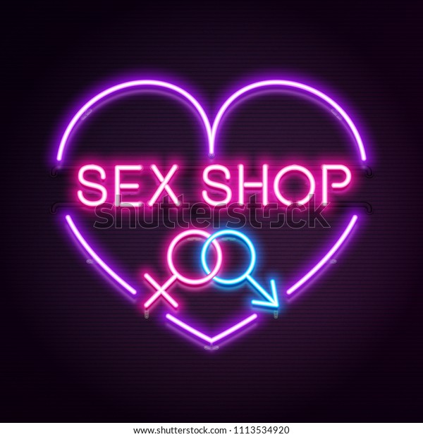 Sex Shop Logo Neon Realistic Text Stock Vector Royalty Free 1113534920 2431