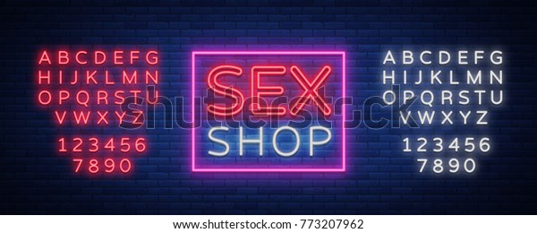 Sex Shop Logo Night Sign In Neon Style Neon Sign A Symbol For Sex Shop Promotion Adult Store
