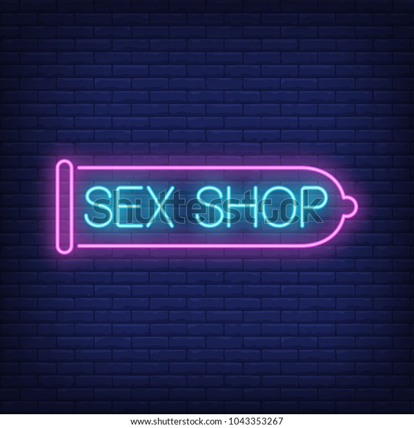 Sex Shop Neon Sign Pink Condom Stock Vector Royalty Free 1043353267