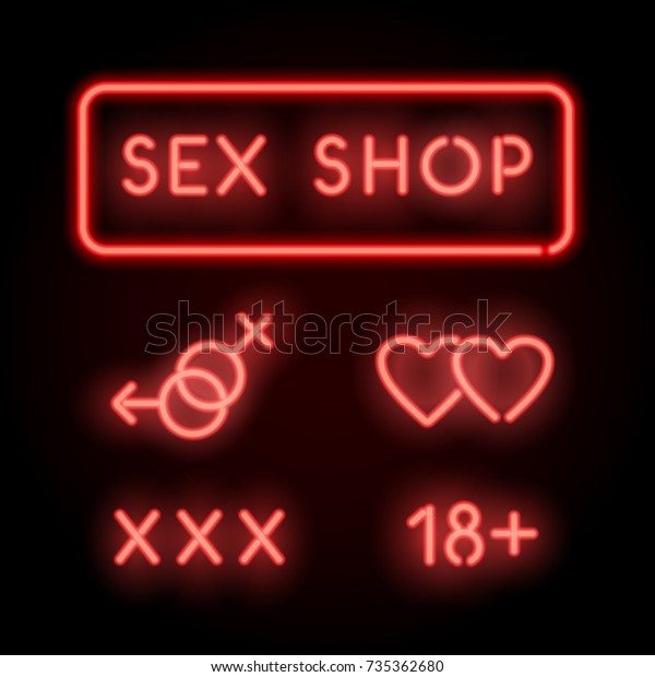 Sex Shop Neon Vector Red Signs Stock Vector Royalty Free 735362680