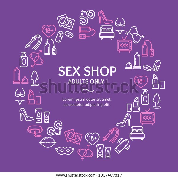 Sex Video Really Line - Sex Shop Round Design Template Line Stock Vector (Royalty Free ...