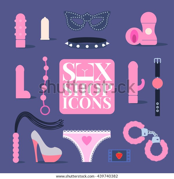Sex Shop Vector Icons Symbols Set Stock Vector Royalty Free 439740382