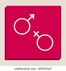Sex symbol sign. Vector. Grayscale version of Popart-style icon.