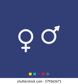 Sex Symbols Vector Icon. Feminine And Masculine Sign.