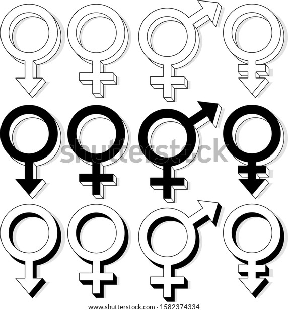 Sex Symbols Vector Illustration Different Signes Of Sex Identification