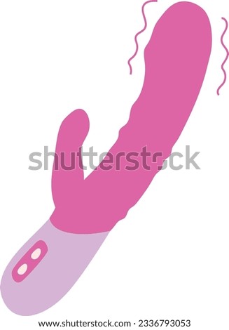 Sex toy vibrator rabbit vector illustration, flat style isolated adult toy on white background