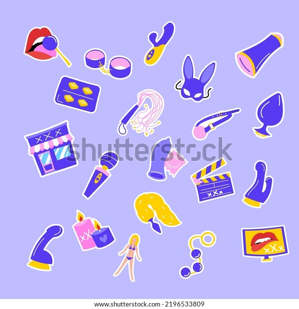 Sex Toyerotie Sexvector Illustration Icons Collection Stock Vector Royalty Free 2196533809