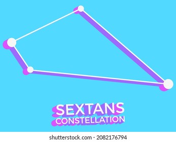 Sextans constellation 3d symbol. Constellation icon in isometric style on blue background. Cluster of stars and galaxies. Vector illustration