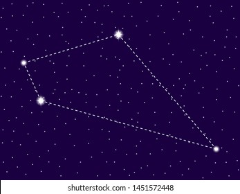 Sextans constellation. Starry night sky. Zodiac sign. Cluster of stars and galaxies. Deep space. Vector illustration