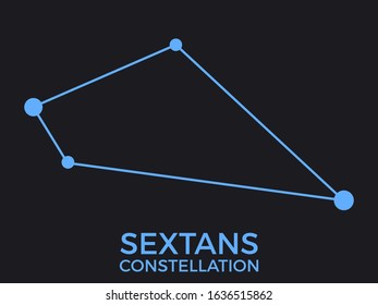 Sextans constellation. Stars in the night sky. Cluster of stars and galaxies. Constellation of blue on a black background. Vector illustration