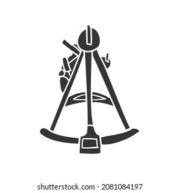 Sextant Icon Silhouette Illustration. Nautical Travel Vector Graphic Pictogram Symbol Clip Art. Doodle Sketch Black Sign.