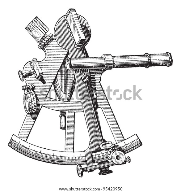 Sextant Isolated On White Vintage Engraved Stock Vector Royalty Free 95420950