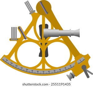 Sextant. Navigational sextant in layers which could be animated. Isolated vector illustration.