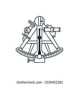 Sextant, ship navigation and nautical astrolabe, marine tool vector icon. Navy sailor sextant, astronomy and travel symbol of seafarer captain sailing equipment, sea and ocean compass