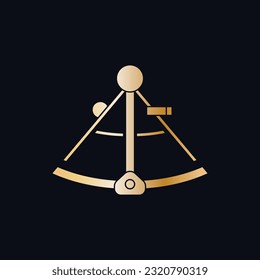 Sextant vector icon design. Gold sextant logo design template.