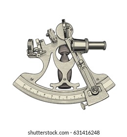 Sextant. Vintage style vector engraving illustration