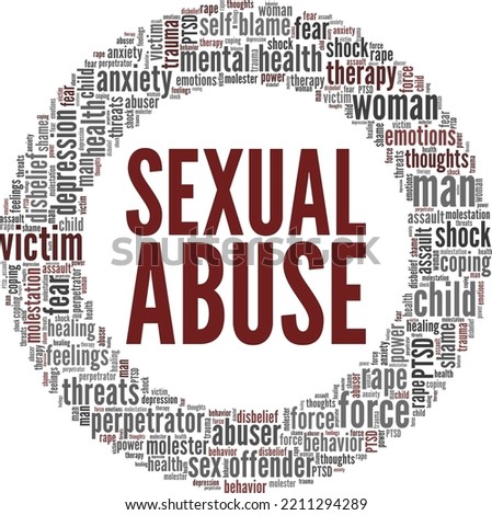 Sexual Abuse word cloud conceptual design isolated on white background.