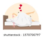 Sexual activity in bed-in, love flat vector illustration / Illustration that are not direct or obscene