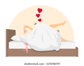 Sexual activity in bed-in, love flat vector illustration / Illustration that are not direct or obscene