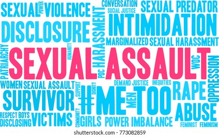 Sexual Assault word cloud on a white background. 