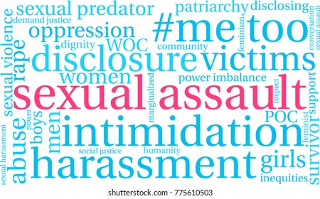 Sexual Assault word cloud on a white background. 