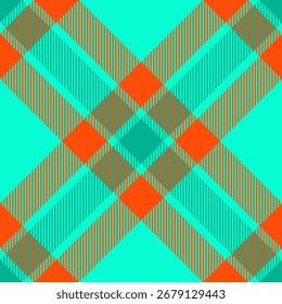 Sexual check textile pattern, greeting texture seamless background. Yuletide tartan fabric plaid vector in bright and teal colors palette.
