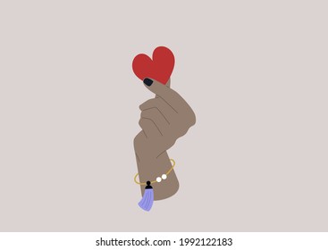 Sexual Consent Theme, A Hand Holding A Paper Red Heart, Emotions And Feelings In Love Relationships