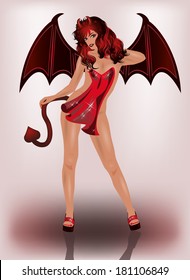Sexual devil girl, vector illustration