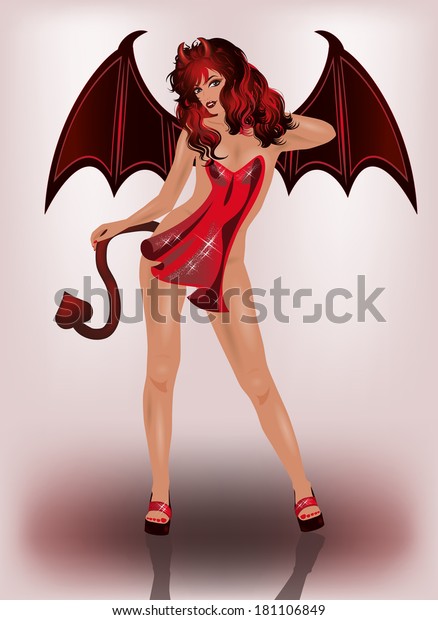 Sexual Devil Girl Vector Illustration Stock Vector Royalty Free 181106849