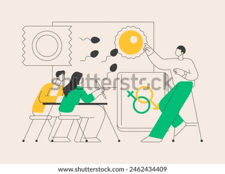 Sexual education abstract concept vector illustration. Sexual health teaching, sex education lesson at school, human sexuality, emotional relations and responsibilities abstract metaphor.