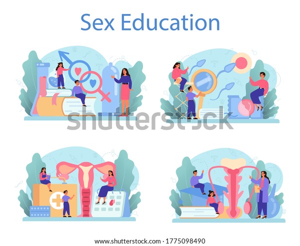 Sexual Education Concept Set Sexual Health Stock Vector Royalty Free